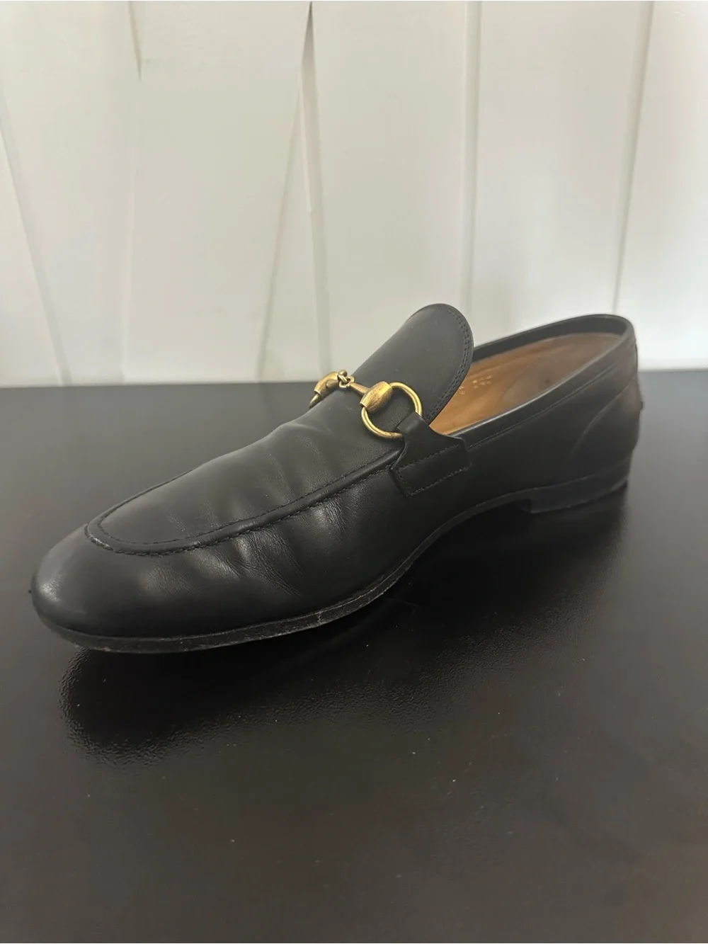 GUCCI Jordaan Horsebit Black LeatherLoafers 10 US $1090